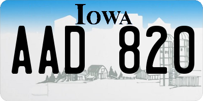 IA license plate AAD820