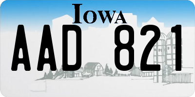 IA license plate AAD821