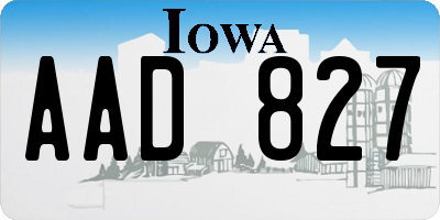 IA license plate AAD827