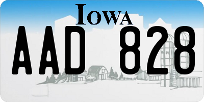 IA license plate AAD828