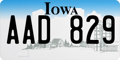 IA license plate AAD829