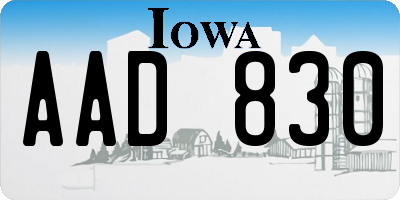 IA license plate AAD830