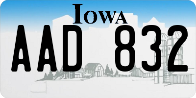 IA license plate AAD832