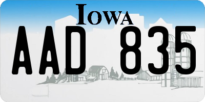 IA license plate AAD835