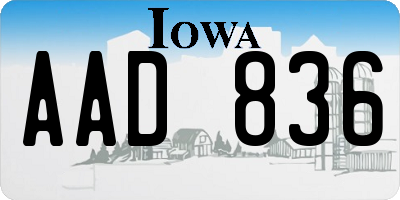 IA license plate AAD836