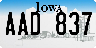 IA license plate AAD837