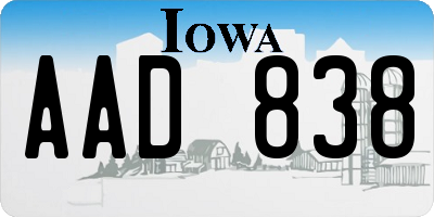 IA license plate AAD838