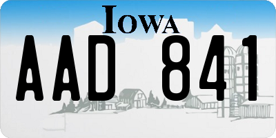 IA license plate AAD841