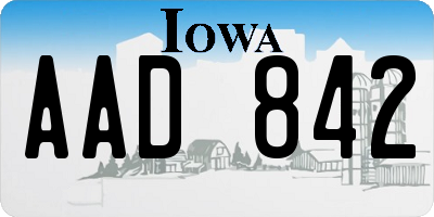 IA license plate AAD842