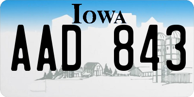 IA license plate AAD843