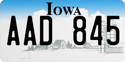 IA license plate AAD845