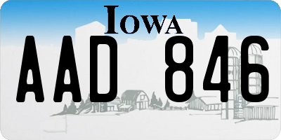 IA license plate AAD846