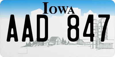 IA license plate AAD847