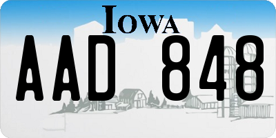 IA license plate AAD848