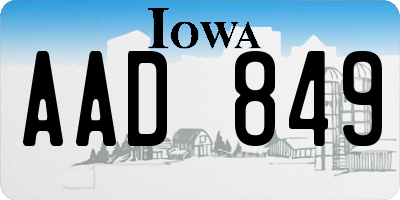 IA license plate AAD849