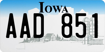IA license plate AAD851