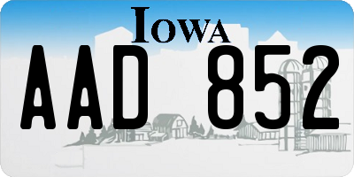 IA license plate AAD852