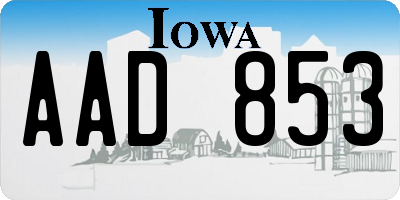 IA license plate AAD853