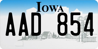 IA license plate AAD854