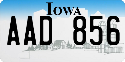 IA license plate AAD856