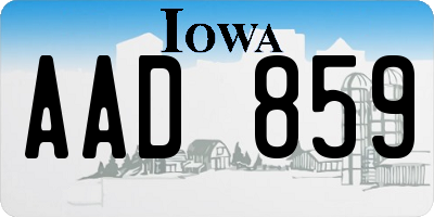 IA license plate AAD859