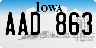 IA license plate AAD863