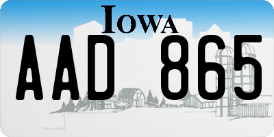 IA license plate AAD865