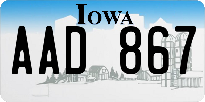 IA license plate AAD867