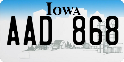 IA license plate AAD868