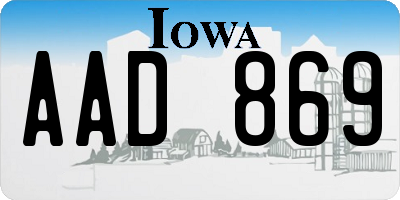 IA license plate AAD869