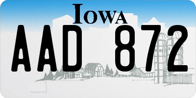 IA license plate AAD872