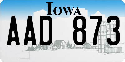 IA license plate AAD873