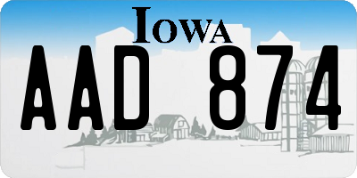 IA license plate AAD874