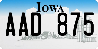 IA license plate AAD875