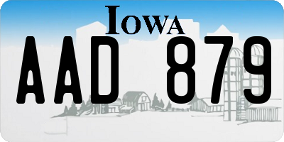 IA license plate AAD879