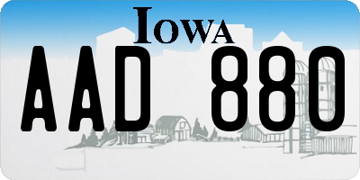 IA license plate AAD880