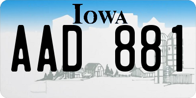 IA license plate AAD881