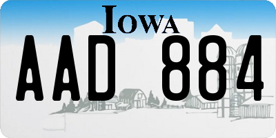 IA license plate AAD884