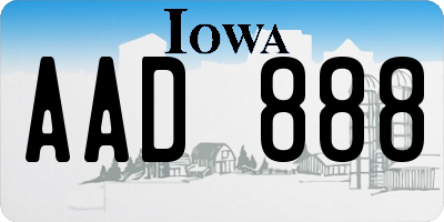 IA license plate AAD888