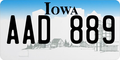 IA license plate AAD889