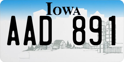 IA license plate AAD891