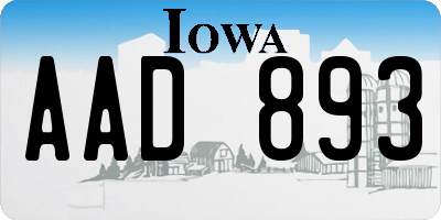 IA license plate AAD893