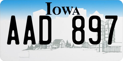 IA license plate AAD897