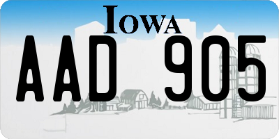 IA license plate AAD905