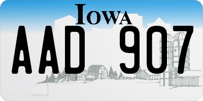 IA license plate AAD907