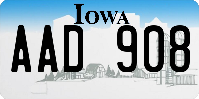 IA license plate AAD908