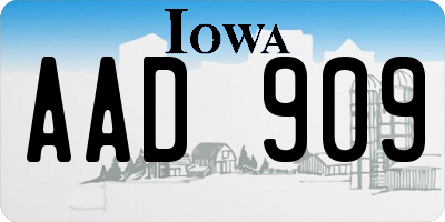 IA license plate AAD909