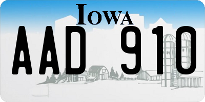 IA license plate AAD910