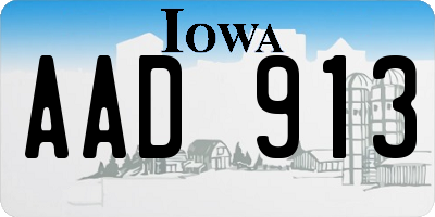 IA license plate AAD913