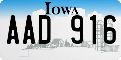 IA license plate AAD916